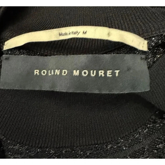 Roland Mouret metallic black knit semi-sheer sweater top womens size Medium - Picture 5 of 7